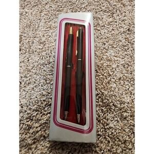 NOS‎ Vintage Black & Gold Pen/Pencil Set in Original Box Taiwan